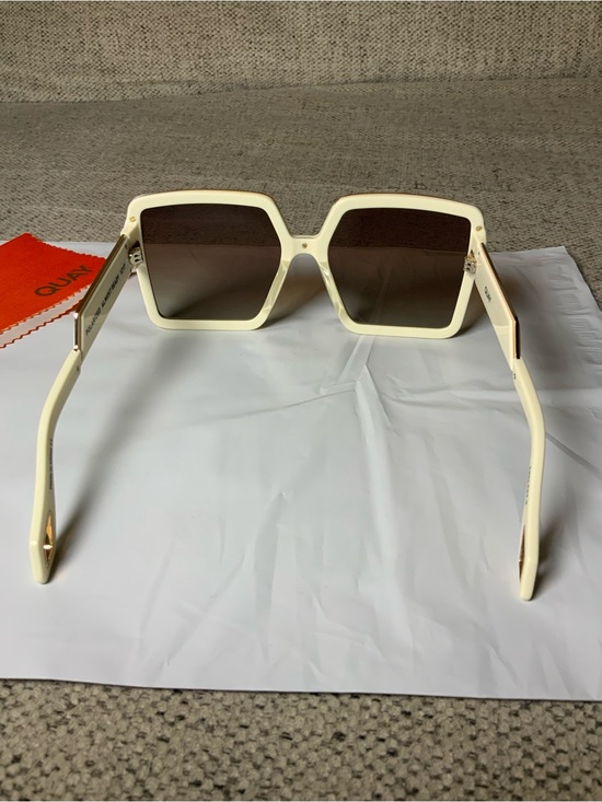 Quay Australia Cream Square Frame Sunglasses with Brown Gradient Lenses main image 9